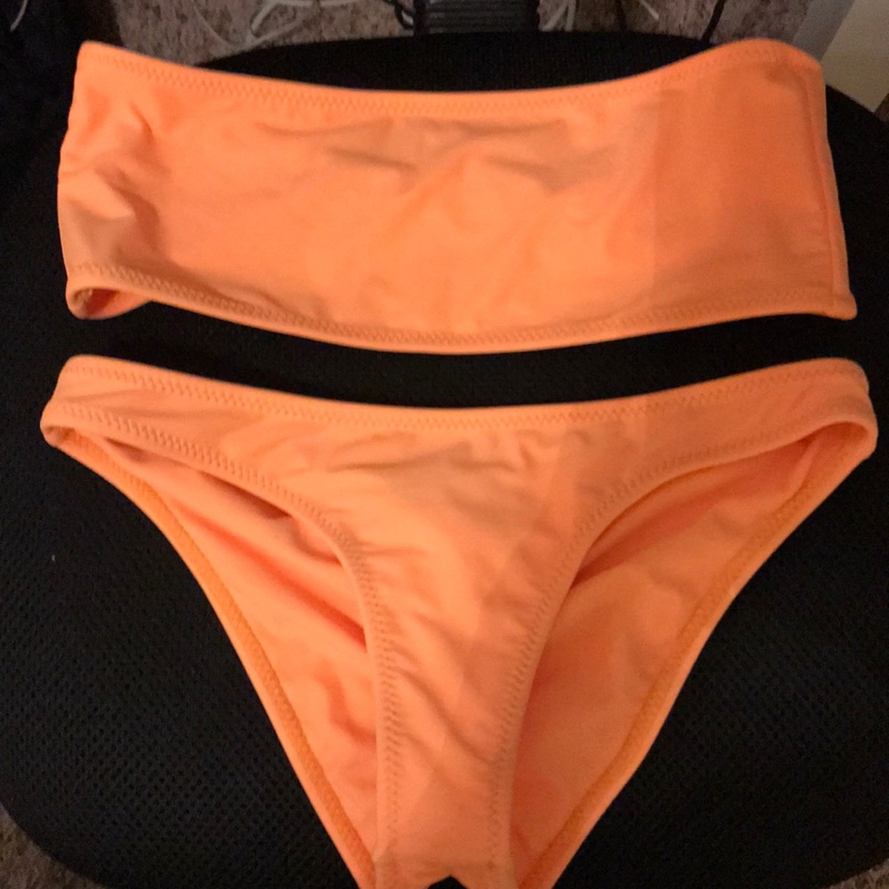 white fox orange swimsuit